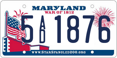 MD license plate 5AD1876