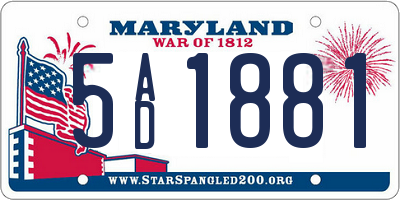 MD license plate 5AD1881
