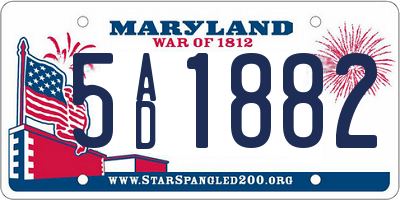 MD license plate 5AD1882
