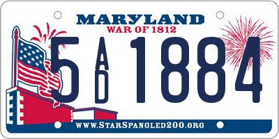 MD license plate 5AD1884