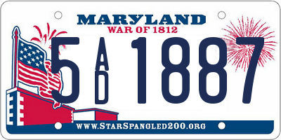 MD license plate 5AD1887