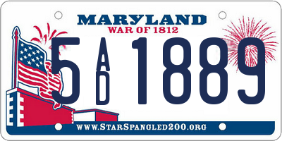 MD license plate 5AD1889