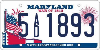 MD license plate 5AD1893