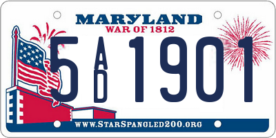 MD license plate 5AD1901
