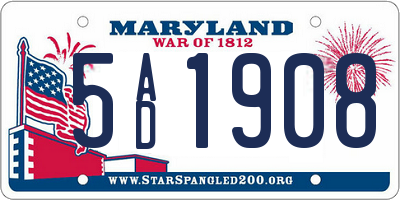 MD license plate 5AD1908