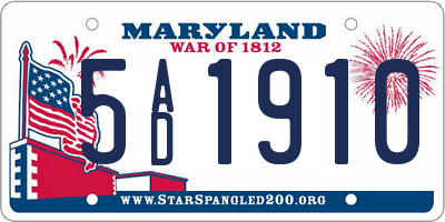MD license plate 5AD1910