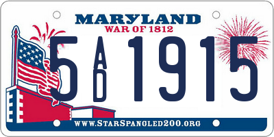 MD license plate 5AD1915