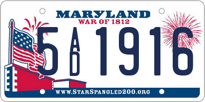 MD license plate 5AD1916