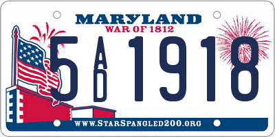 MD license plate 5AD1918