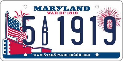 MD license plate 5AD1919