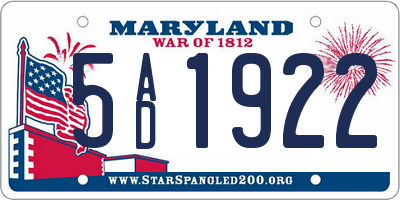 MD license plate 5AD1922