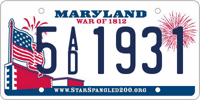 MD license plate 5AD1931