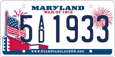 MD license plate 5AD1933