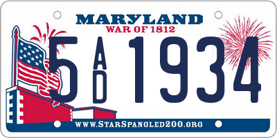 MD license plate 5AD1934