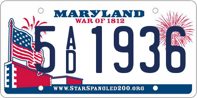 MD license plate 5AD1936