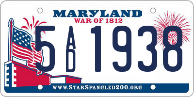 MD license plate 5AD1938