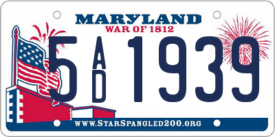 MD license plate 5AD1939