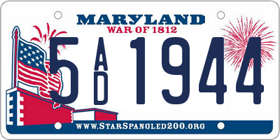 MD license plate 5AD1944