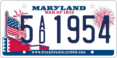 MD license plate 5AD1954
