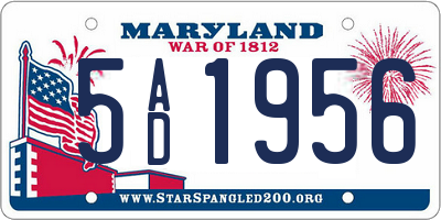 MD license plate 5AD1956