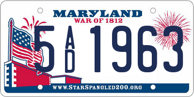 MD license plate 5AD1963