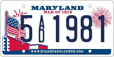 MD license plate 5AD1981