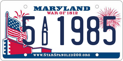 MD license plate 5AD1985