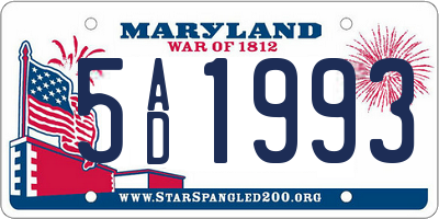 MD license plate 5AD1993