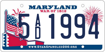 MD license plate 5AD1994
