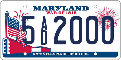 MD license plate 5AD2000