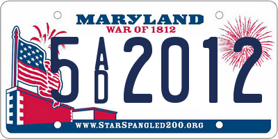 MD license plate 5AD2012