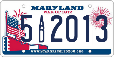 MD license plate 5AD2013