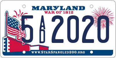 MD license plate 5AD2020