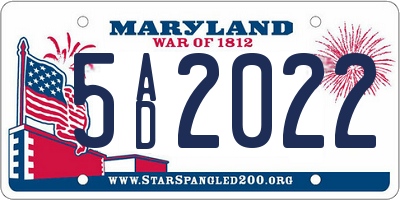 MD license plate 5AD2022