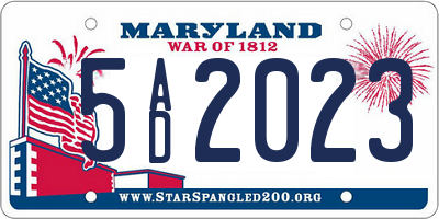 MD license plate 5AD2023