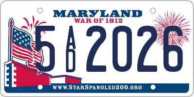 MD license plate 5AD2026