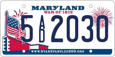 MD license plate 5AD2030