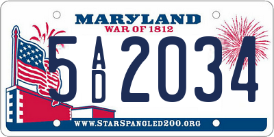 MD license plate 5AD2034