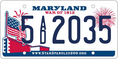 MD license plate 5AD2035