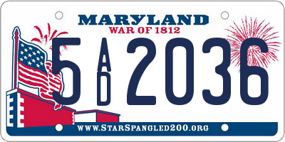 MD license plate 5AD2036