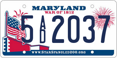 MD license plate 5AD2037