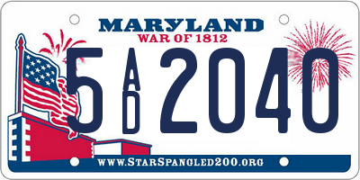 MD license plate 5AD2040