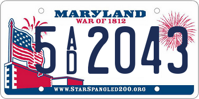 MD license plate 5AD2043