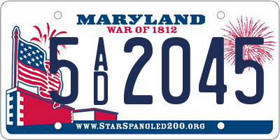 MD license plate 5AD2045
