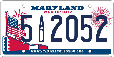 MD license plate 5AD2052