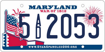 MD license plate 5AD2053