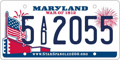 MD license plate 5AD2055