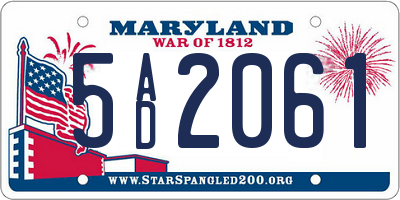 MD license plate 5AD2061