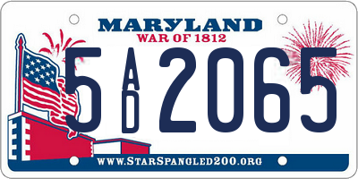 MD license plate 5AD2065