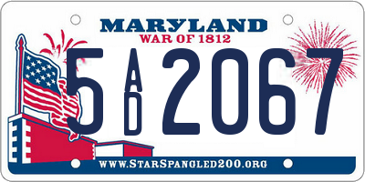 MD license plate 5AD2067